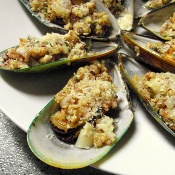 stuffed baked new zealand mussels